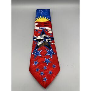 Looney Tunes Bugs Bunny Giants Tie Red Blue Stars NFL Football Molto Necktie